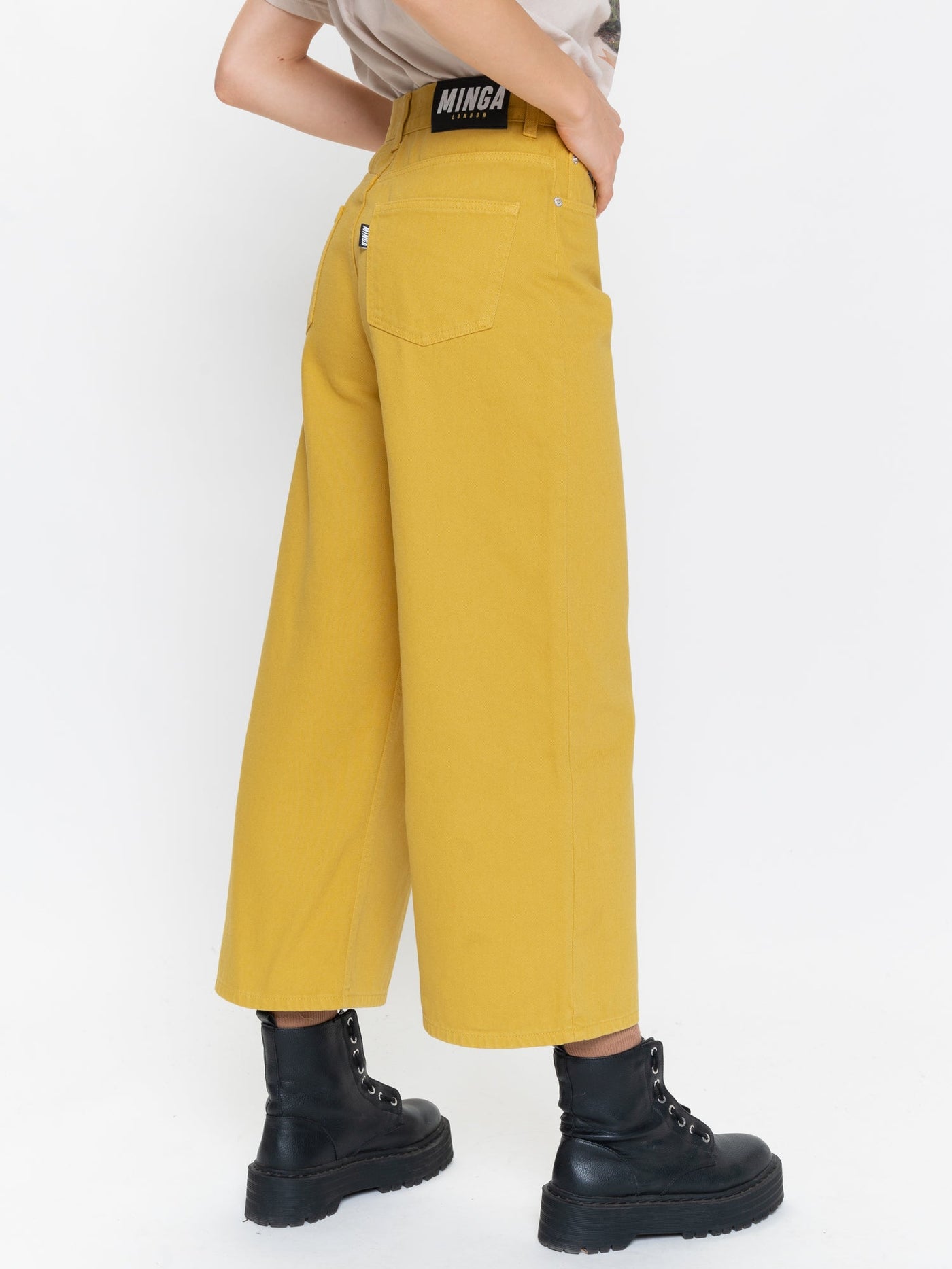 Mustard Yellow Kick Flare Jeans - Minga London