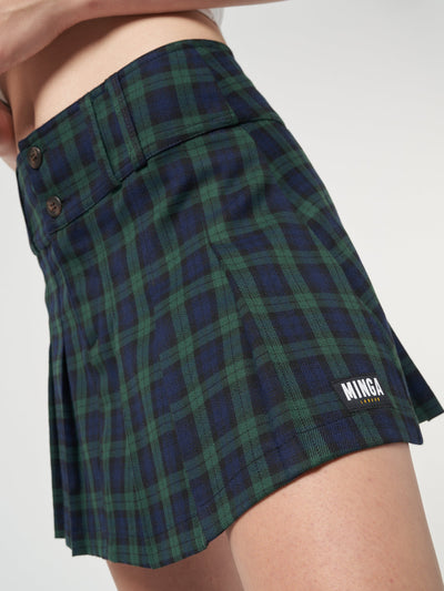 Old School Pleated Plaid Skirt - Minga London