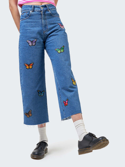 Butterfly Denim Skater Jeans - Minga London