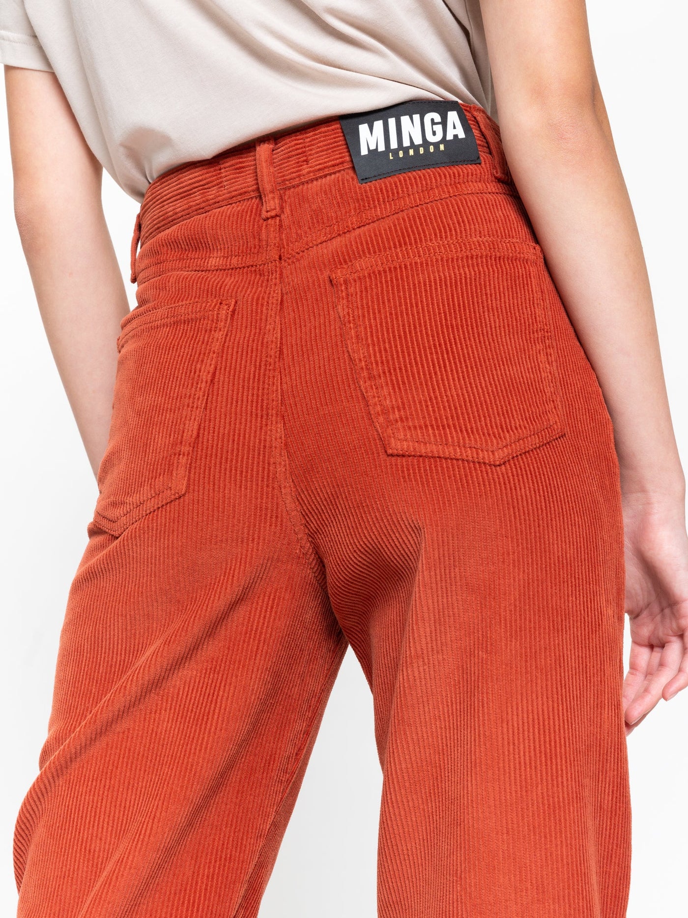 Rust Corduroy Mom Jeans - Minga London