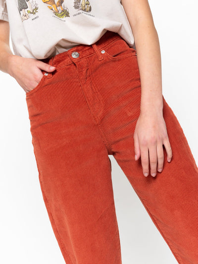 Rust Corduroy Mom Jeans - Minga London