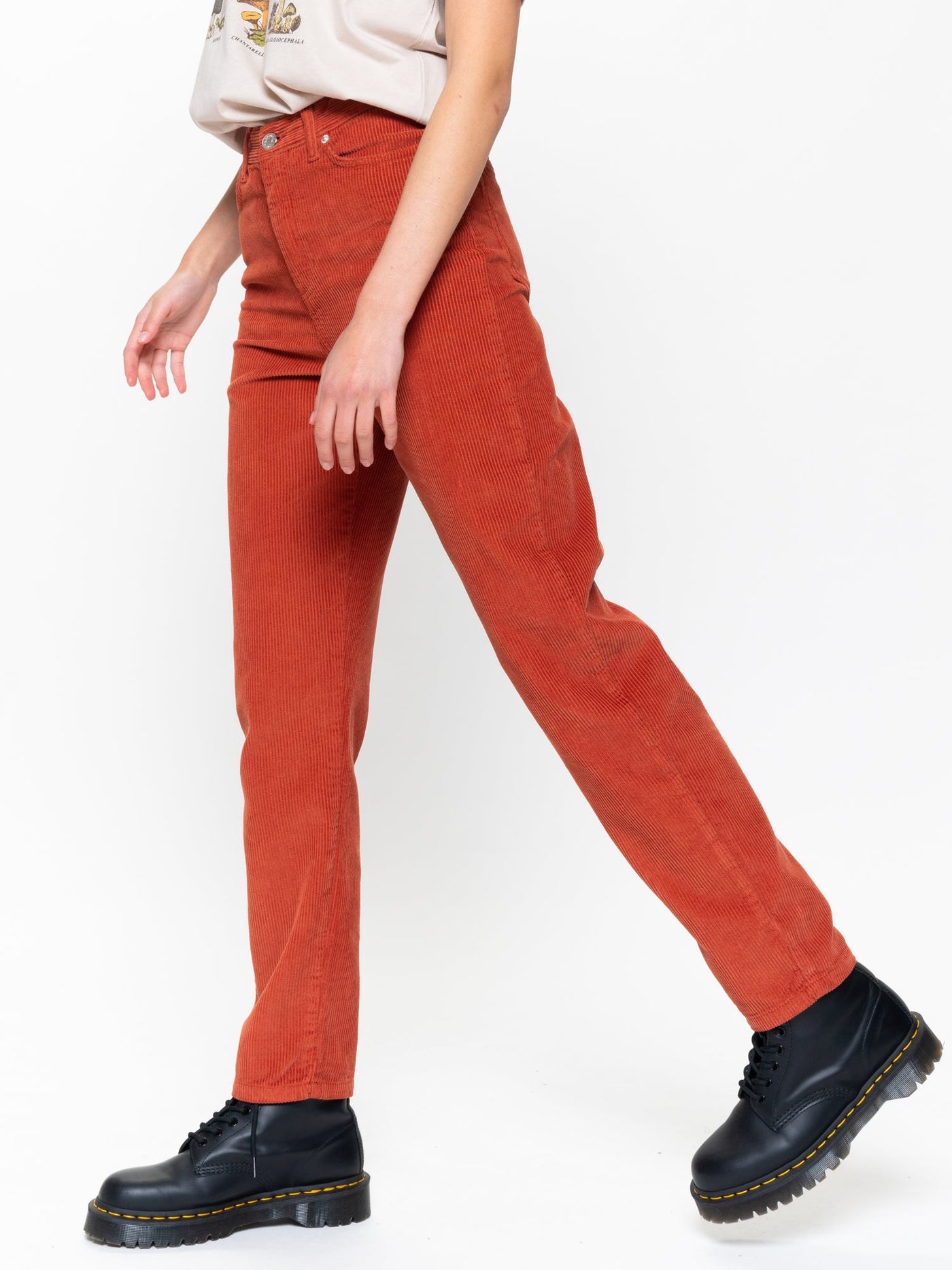 Rust Corduroy Mom Jeans - Minga London