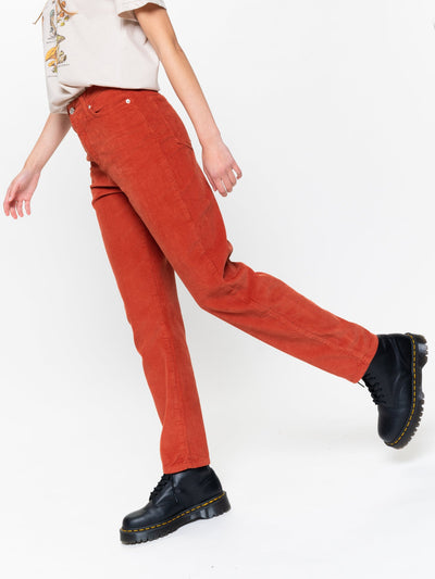 Rust Corduroy Mom Jeans - Minga London