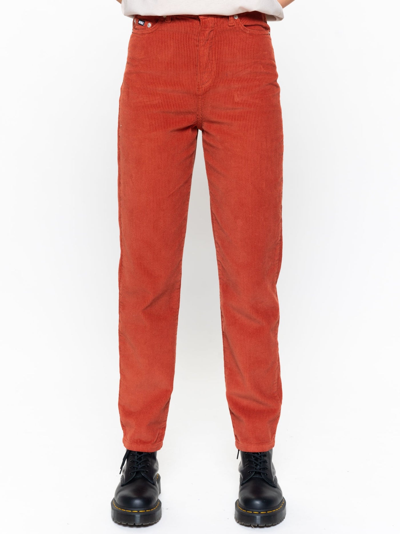 Rust Corduroy Mom Jeans - Minga London