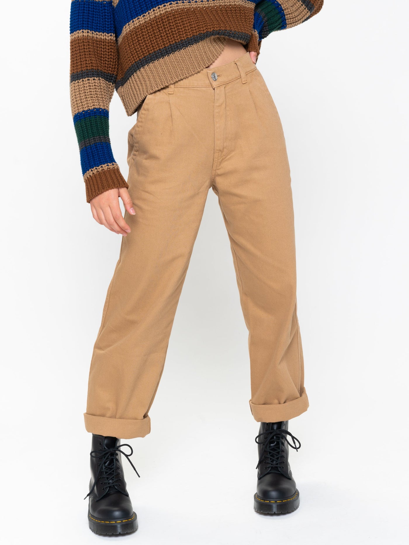 Slouchy Jeans in Honey Beige - Minga London