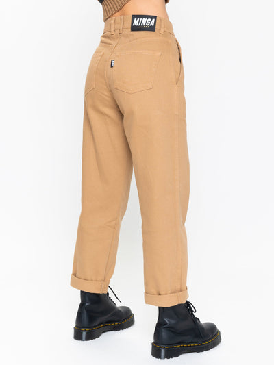 Slouchy Jeans in Honey Beige - Minga London