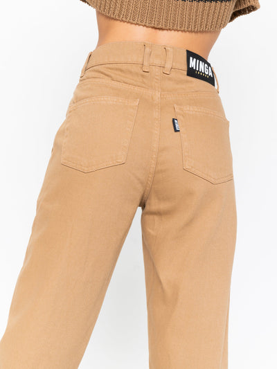 Slouchy Jeans in Honey Beige - Minga London