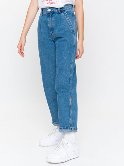 Slouchy Jeans in Mid Blue - Minga London