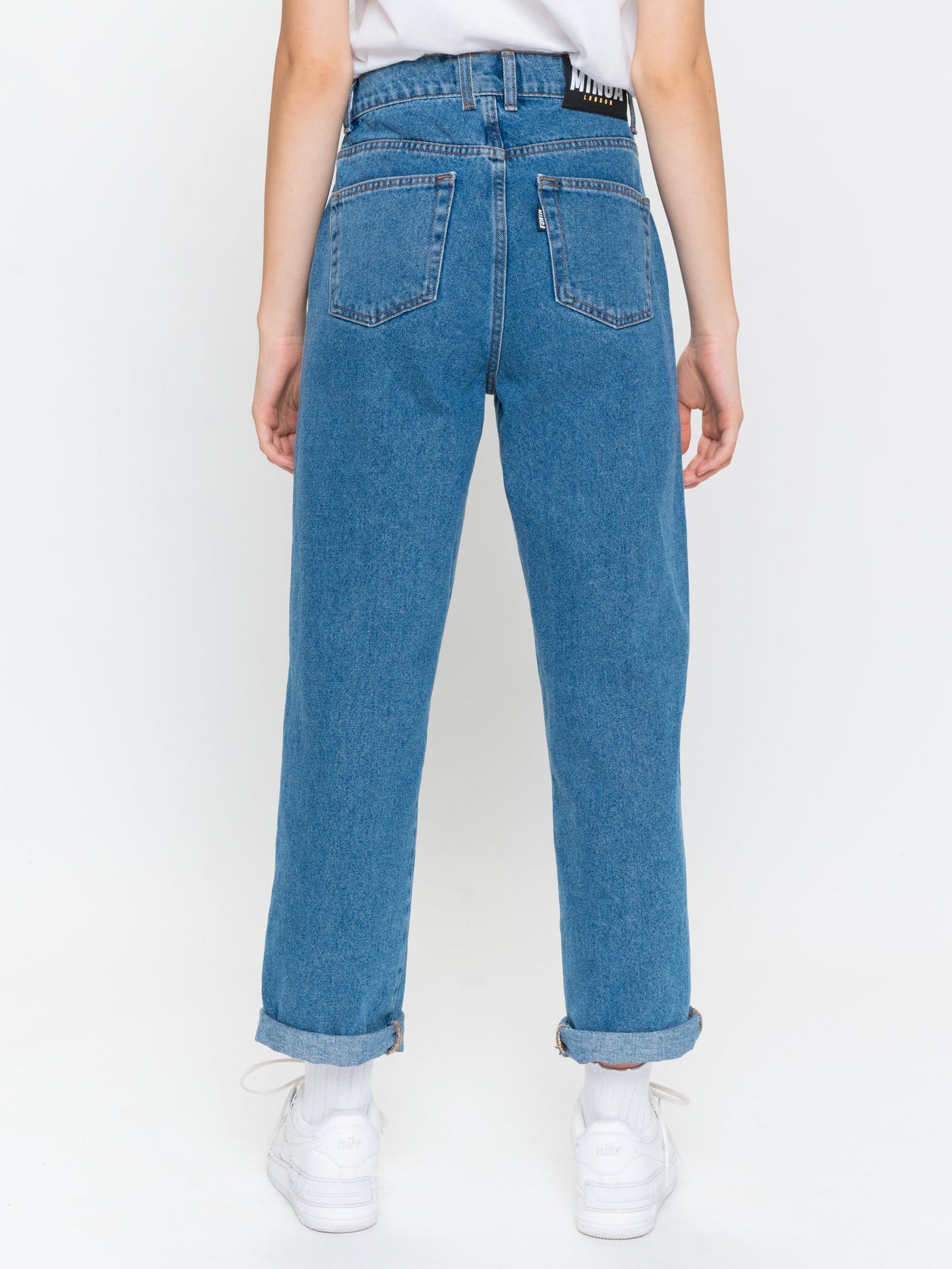 Slouchy Jeans in Mid Blue - Minga London