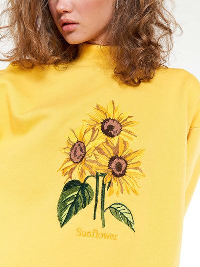 Sunflower Bouquet Oversized High Neck Sweater - Minga London