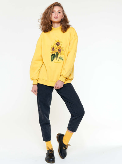 Sunflower Bouquet Oversized High Neck Sweater - Minga London