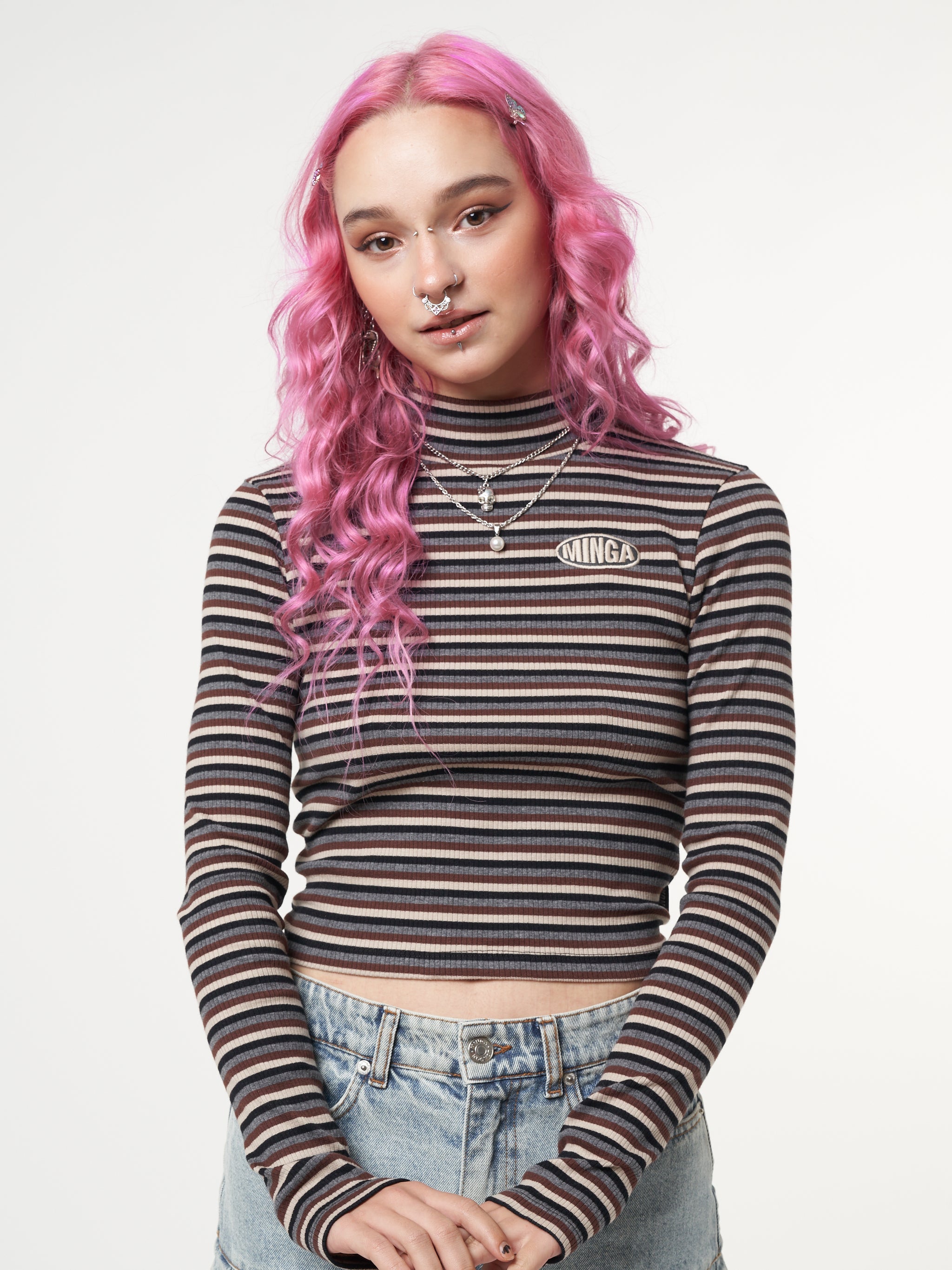 Ash Striped Ribbed Top - Minga London