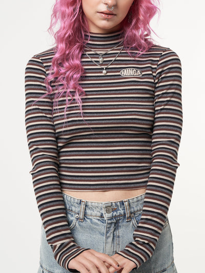 Ash Striped Ribbed Top - Minga London