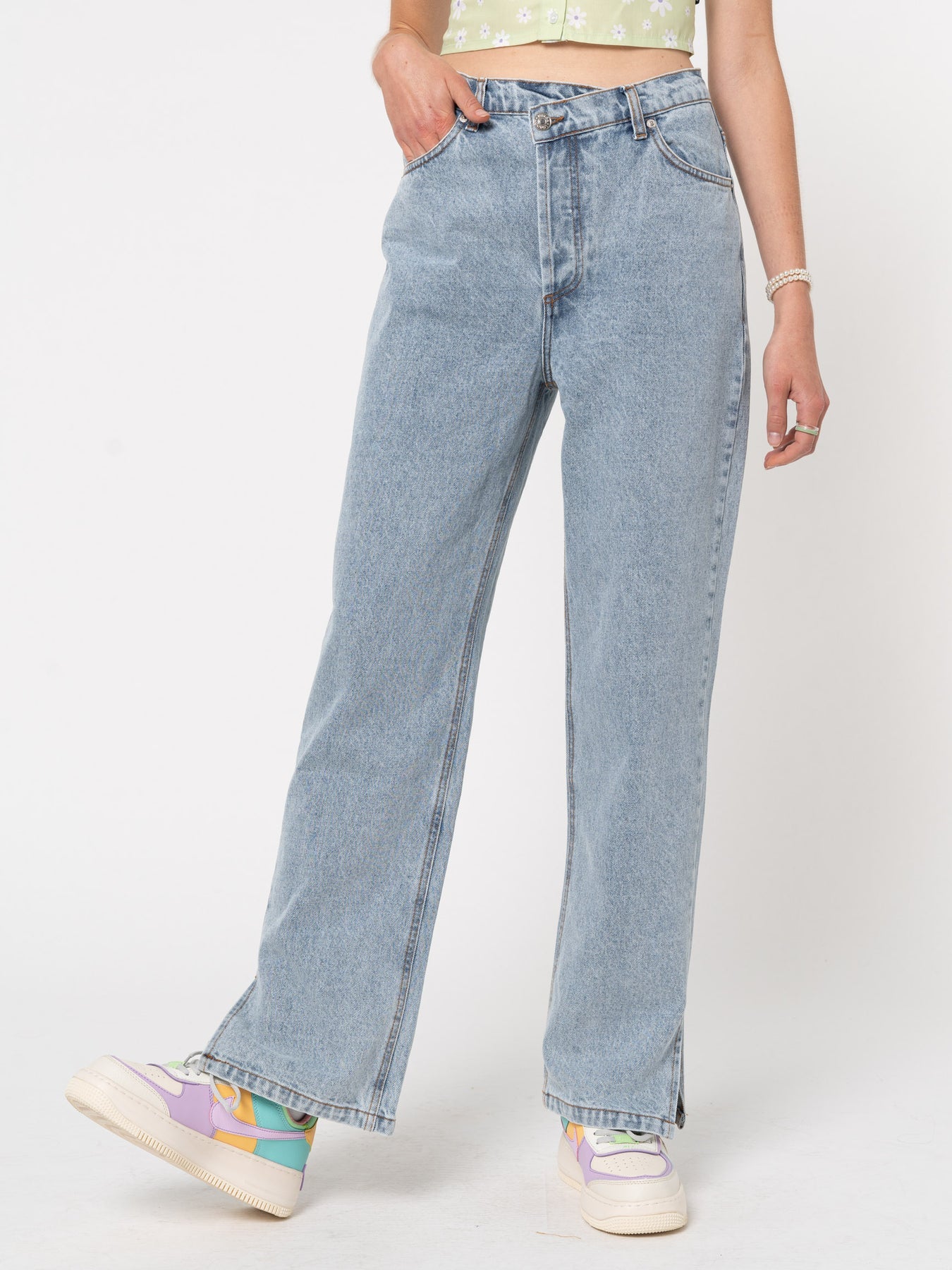 Asymmetric Straight Leg Jeans