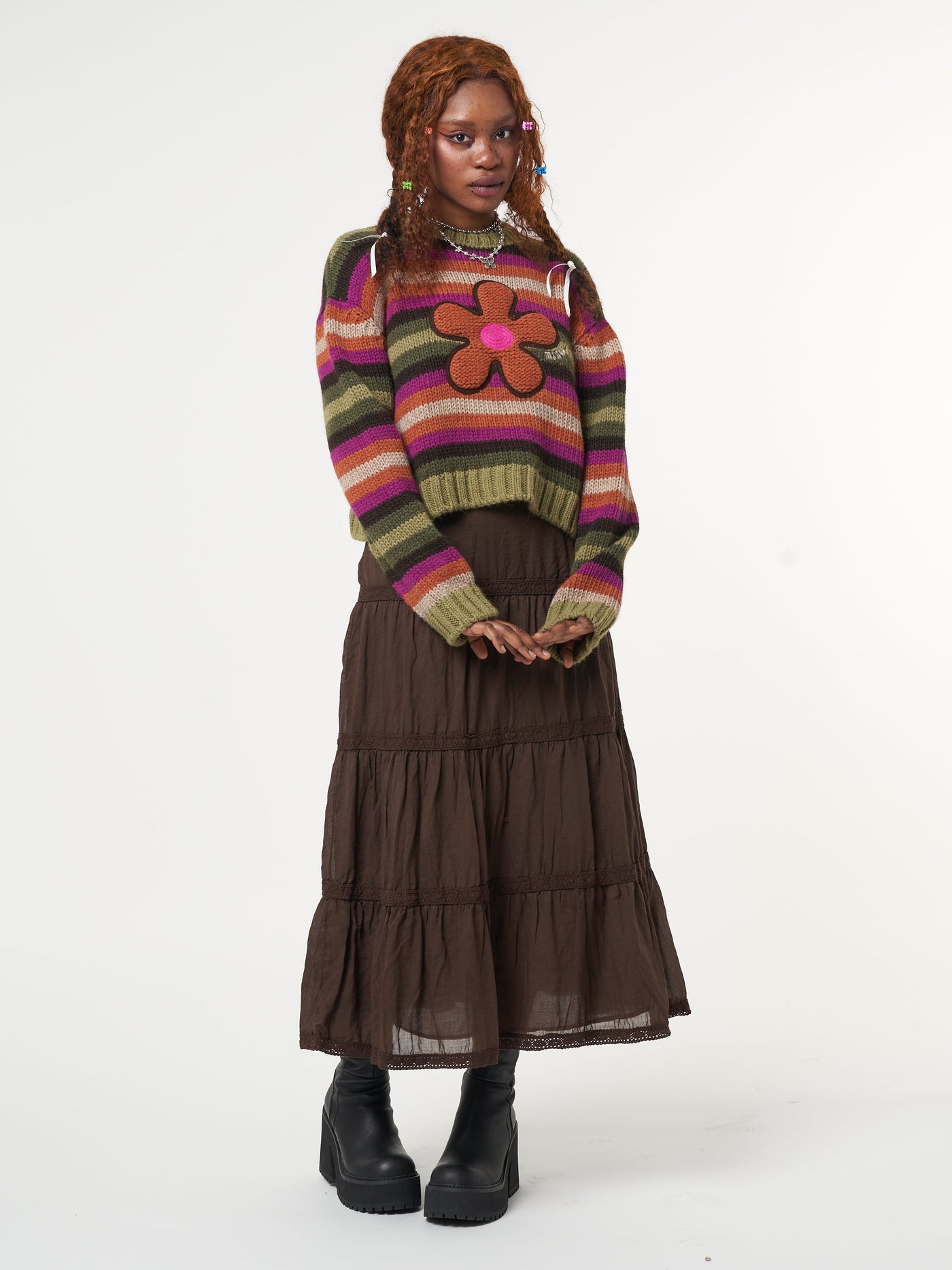 Bohemian Fairy Ruffle Lace Midi Skirt - Minga London
