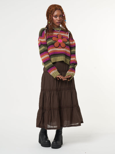 Bohemian Fairy Ruffle Lace Midi Skirt - Minga London