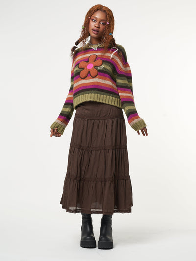 Bohemian Fairy Ruffle Lace Midi Skirt - Minga London