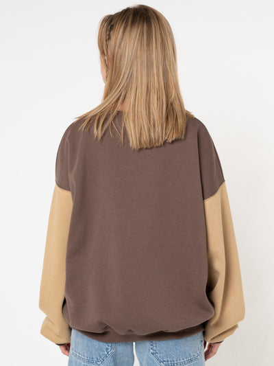 Brown Beige Colour Block Bomber Jacket - Minga London