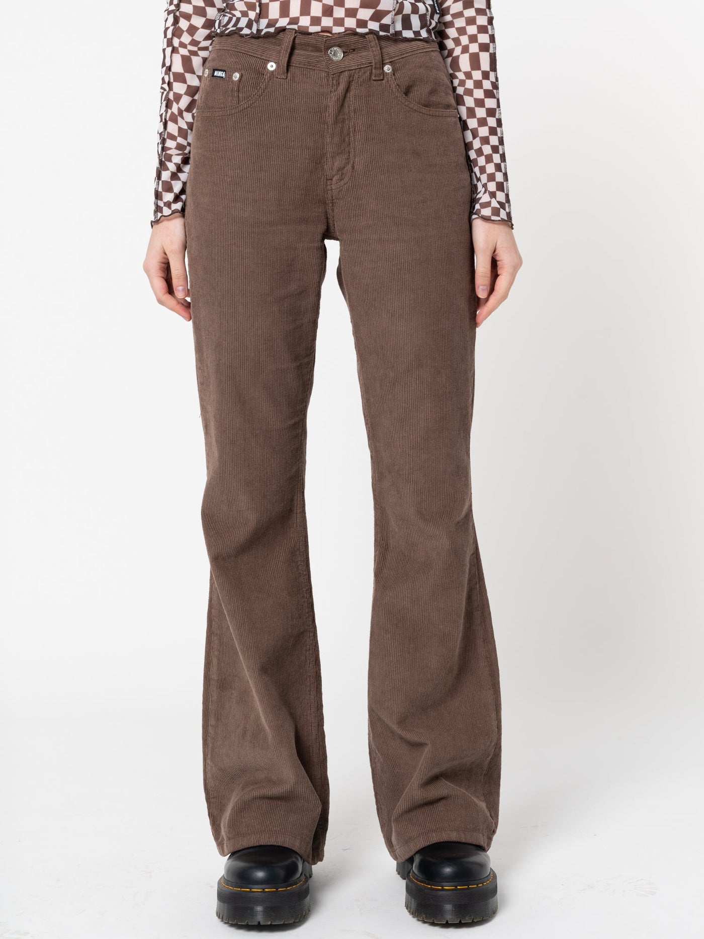 Brown Corduroy Flare Trousers - Minga London