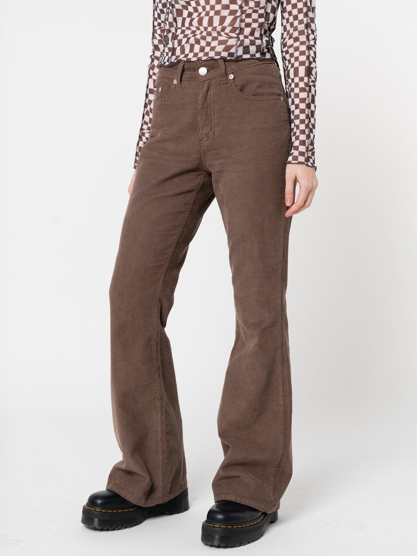 Brown Corduroy Flare Trousers - Minga London