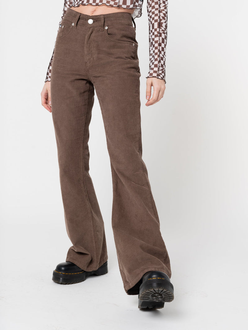 Brown Corduroy Flare Trousers - Minga London