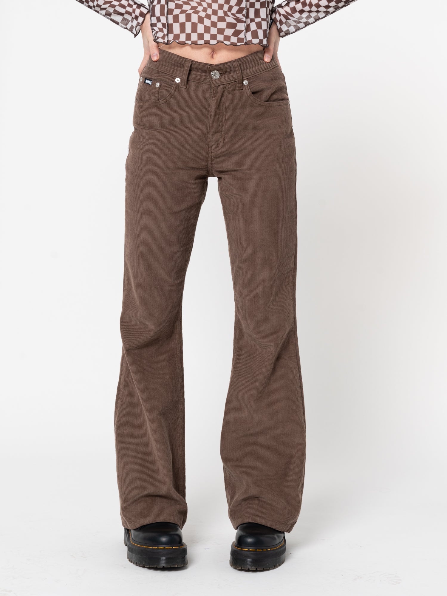 Brown Corduroy Flare Trousers - Minga London