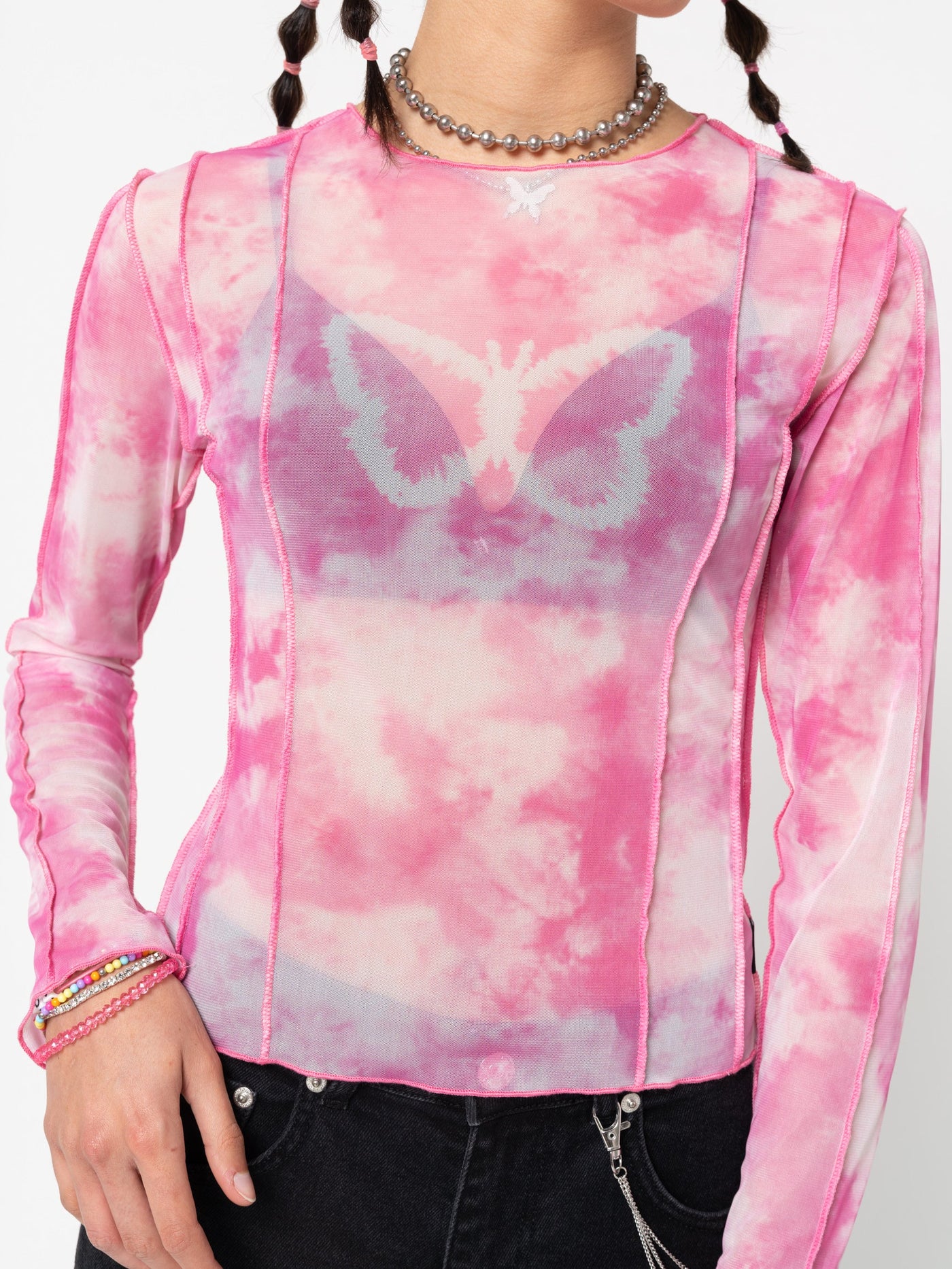 Butterfly Tie Dye Mesh Top - Minga London