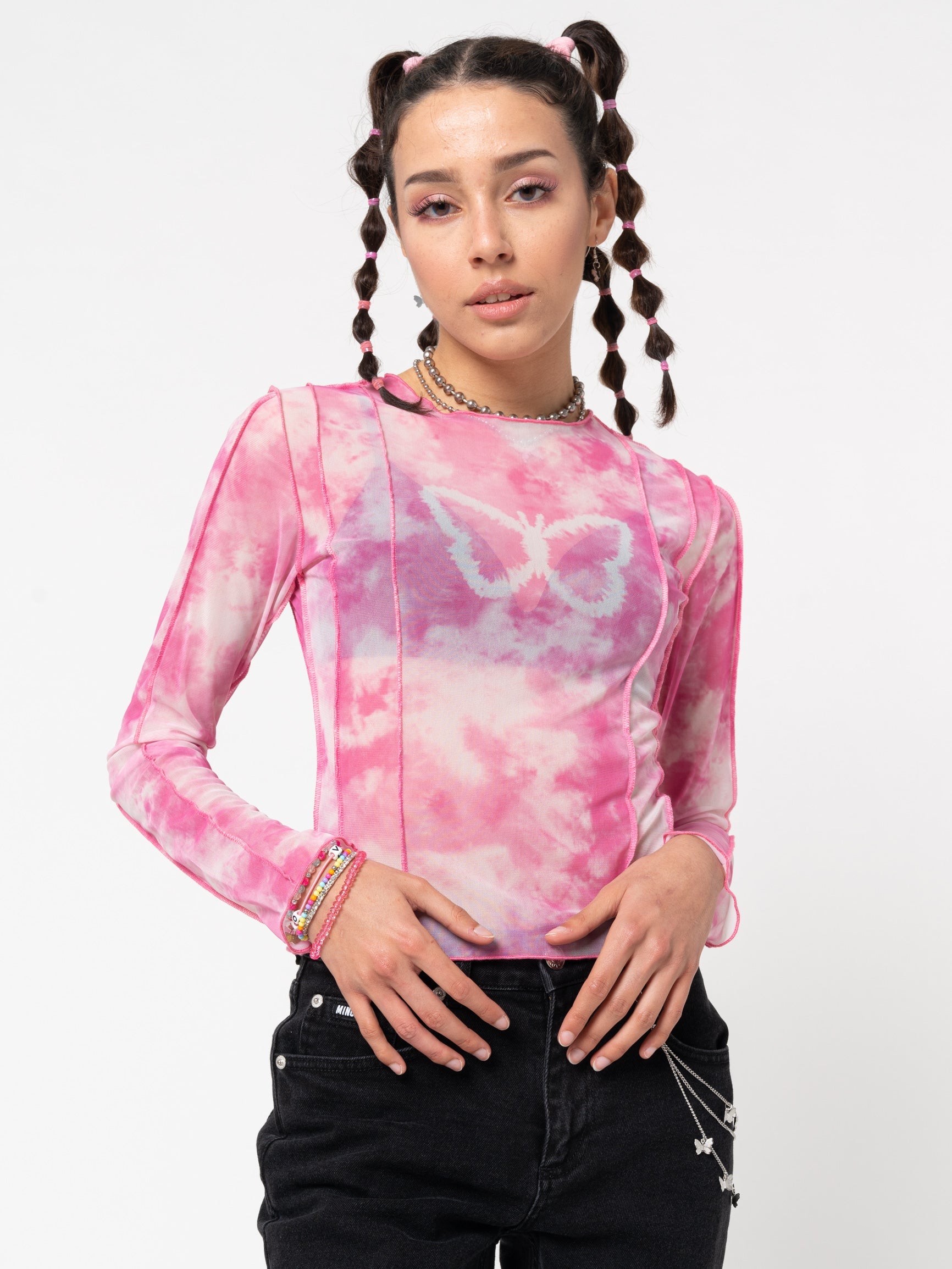 Butterfly Tie Dye Mesh Top - Minga London