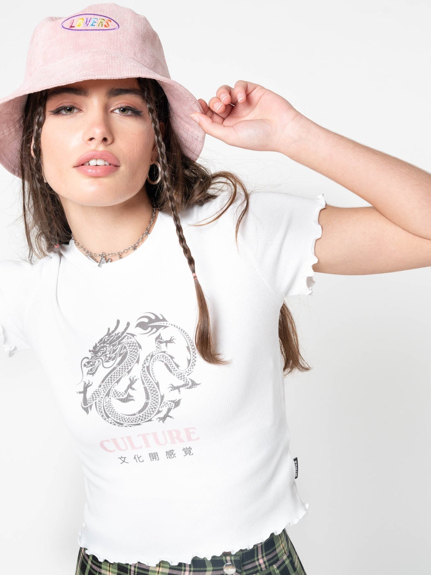 Culture Chinese Dragon Lettuce Edge Crop Top - Minga London