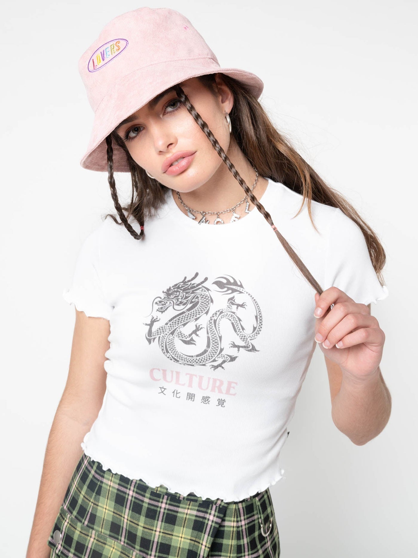 Culture Chinese Dragon Lettuce Edge Crop Top - Minga London