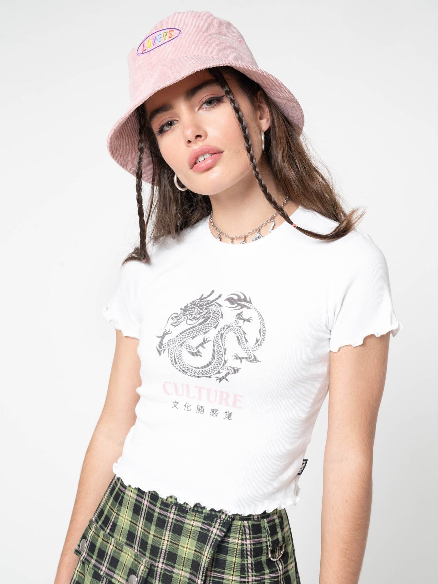 Culture Chinese Dragon Lettuce Edge Crop Top - Minga London