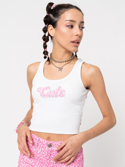 Cute Ribbed Vest Crop Top - Minga London