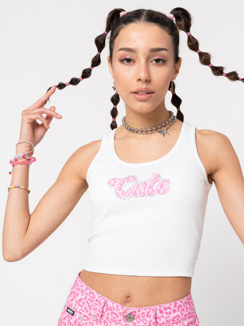 Cute Ribbed Vest Crop Top - Minga London