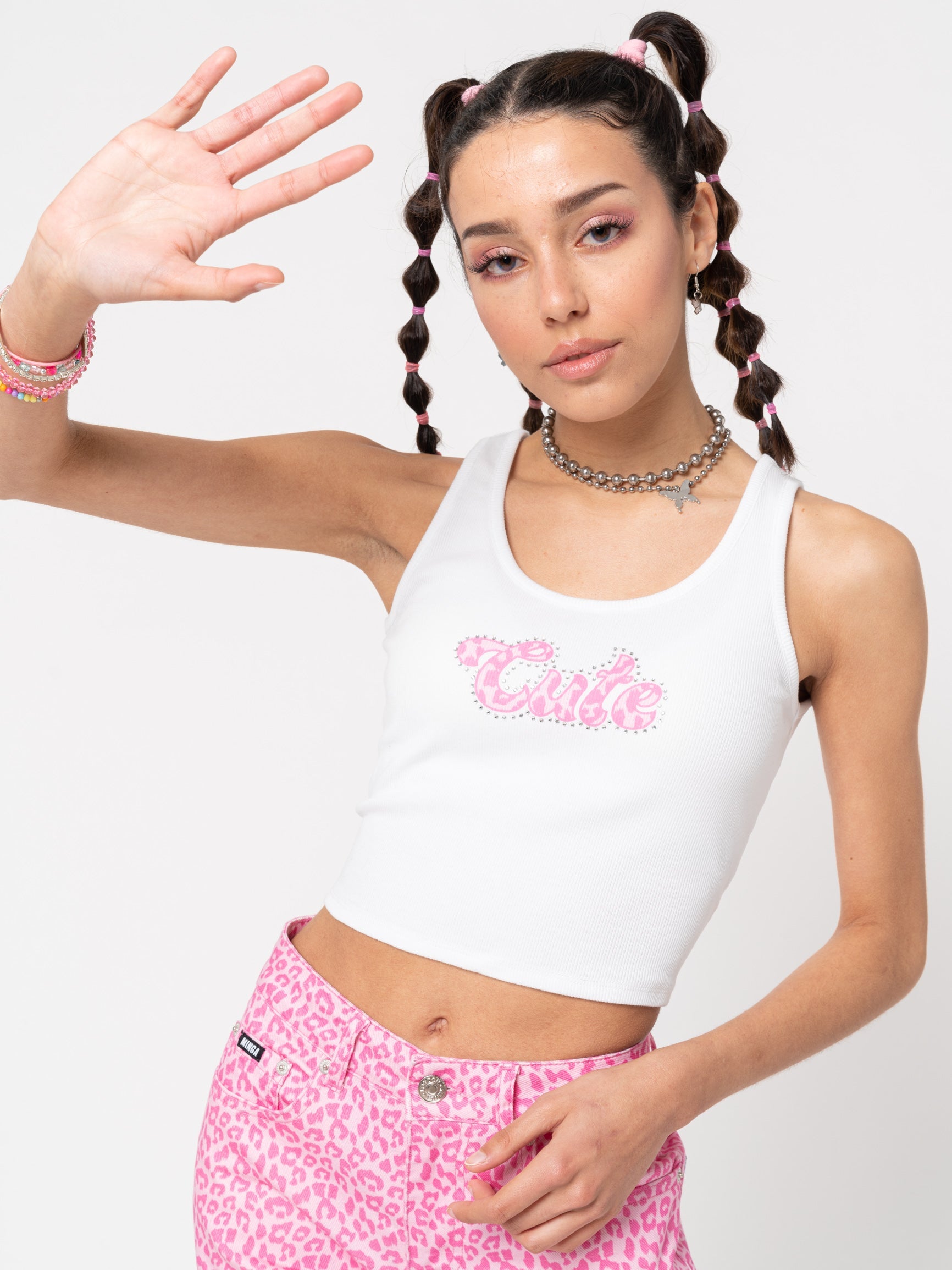 Cute Ribbed Vest Crop Top - Minga London