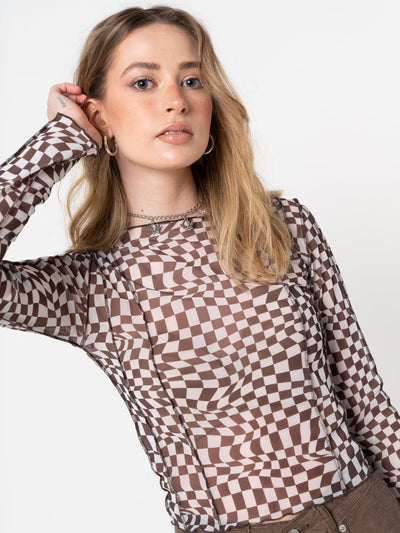 Distorted Check Mesh Top - Minga London