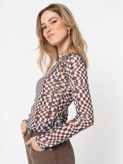 Distorted Check Mesh Top - Minga London