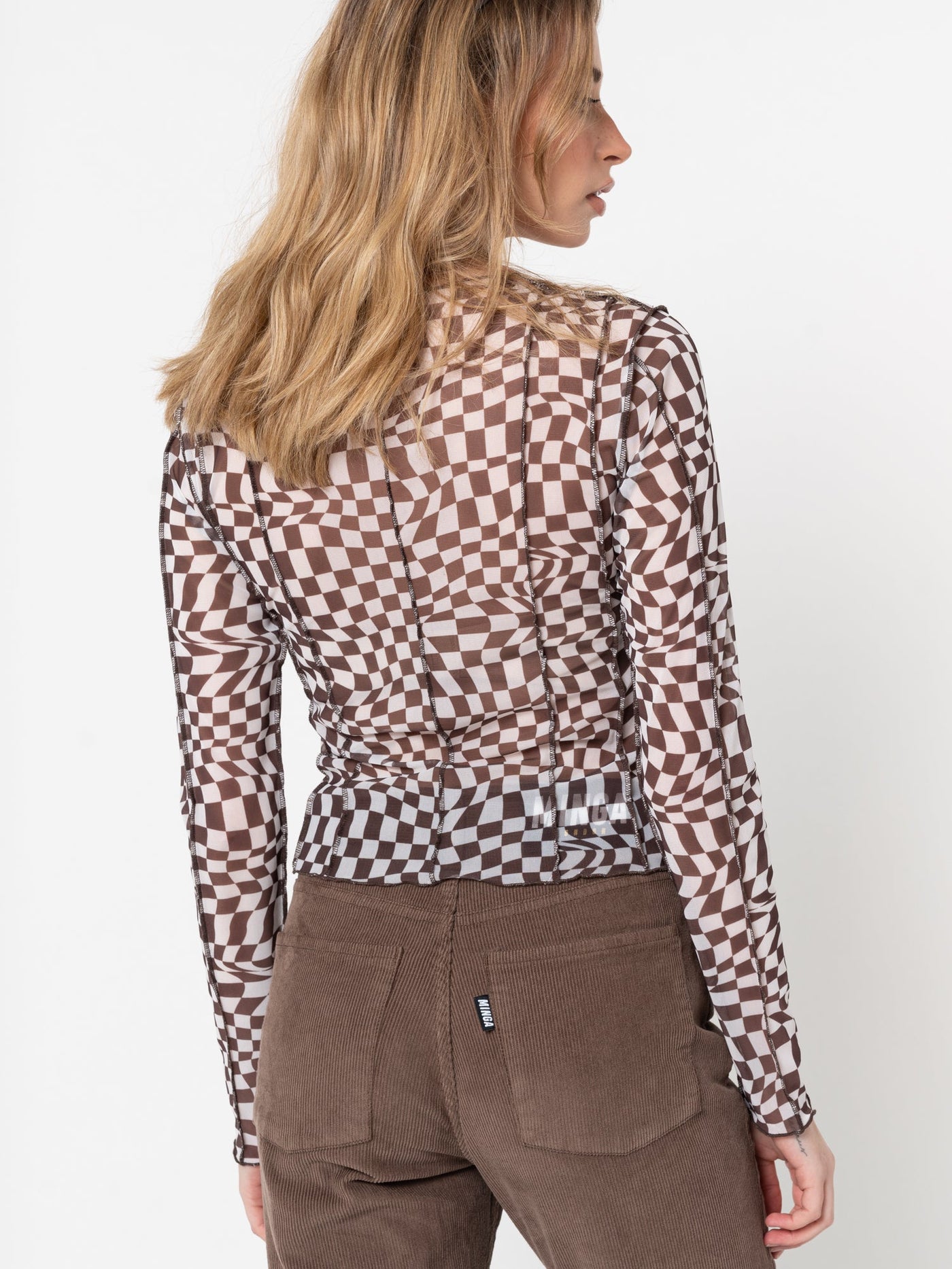 Distorted Check Mesh Top - Minga London