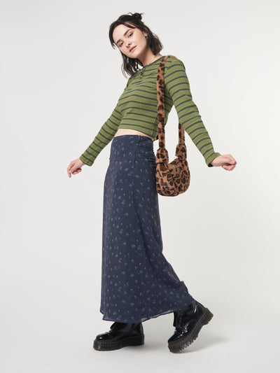 Emerald Striped Rib Half Button Top - Minga London
