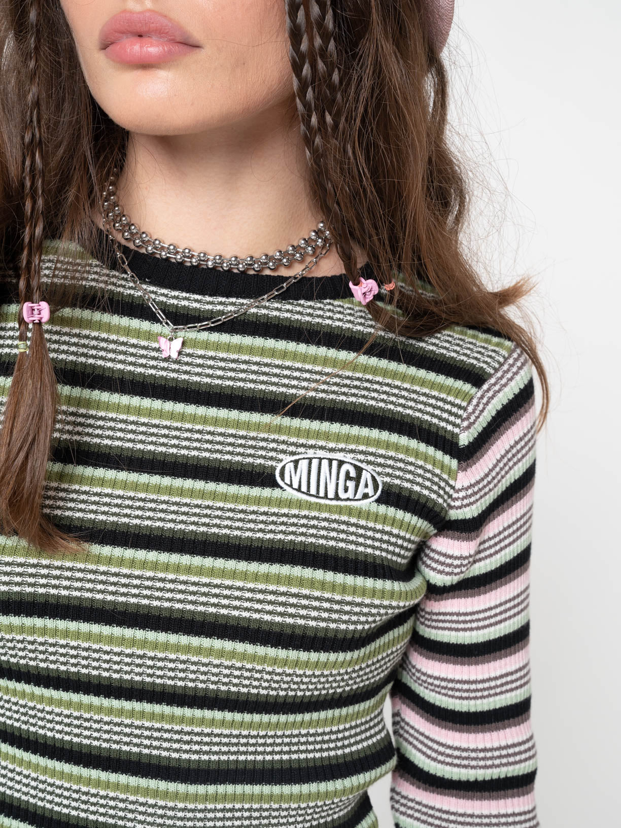 Fantasy Stripes Knit Ribbed Top - Minga London