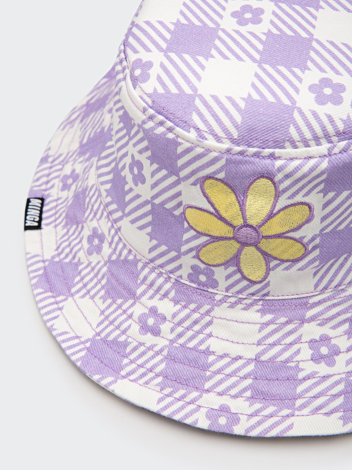 Floral Gingham Lilac Bucket Hat - Minga London