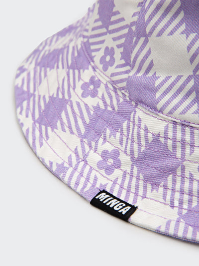 Floral Gingham Lilac Bucket Hat - Minga London