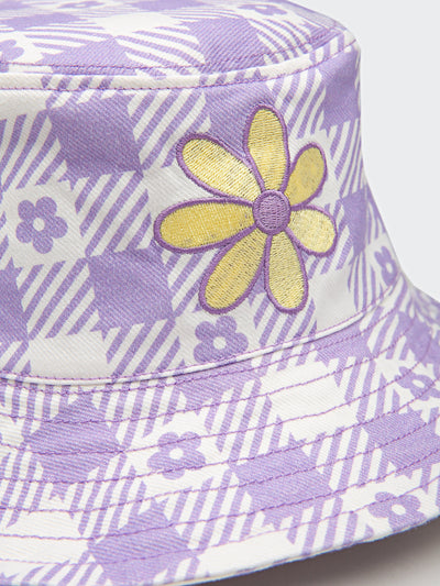 Floral Gingham Lilac Bucket Hat - Minga London