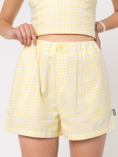 Maisie Yellow Gingham Boxer Shorts - Minga London