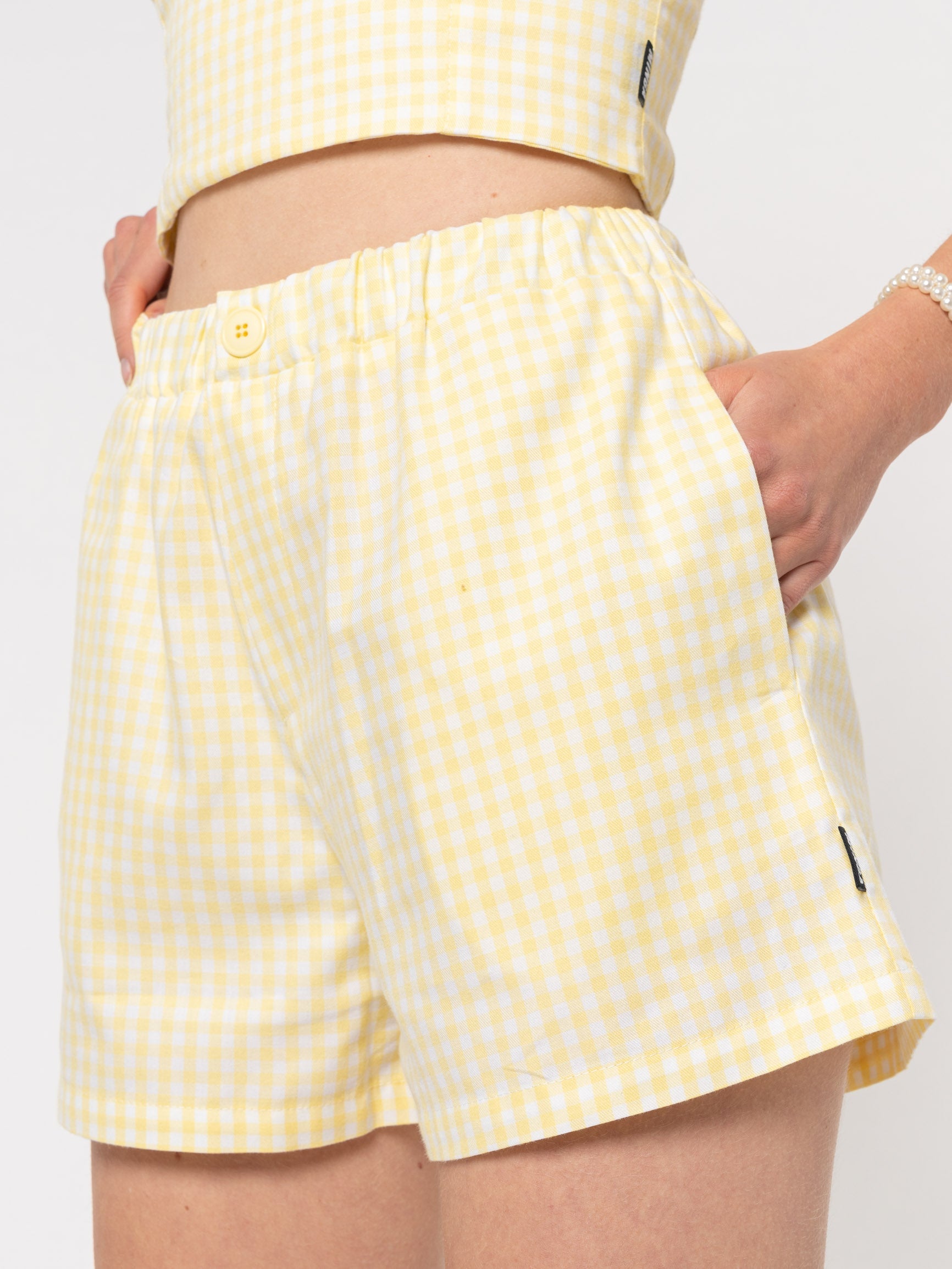 Maisie Yellow Gingham Boxer Shorts - Minga London