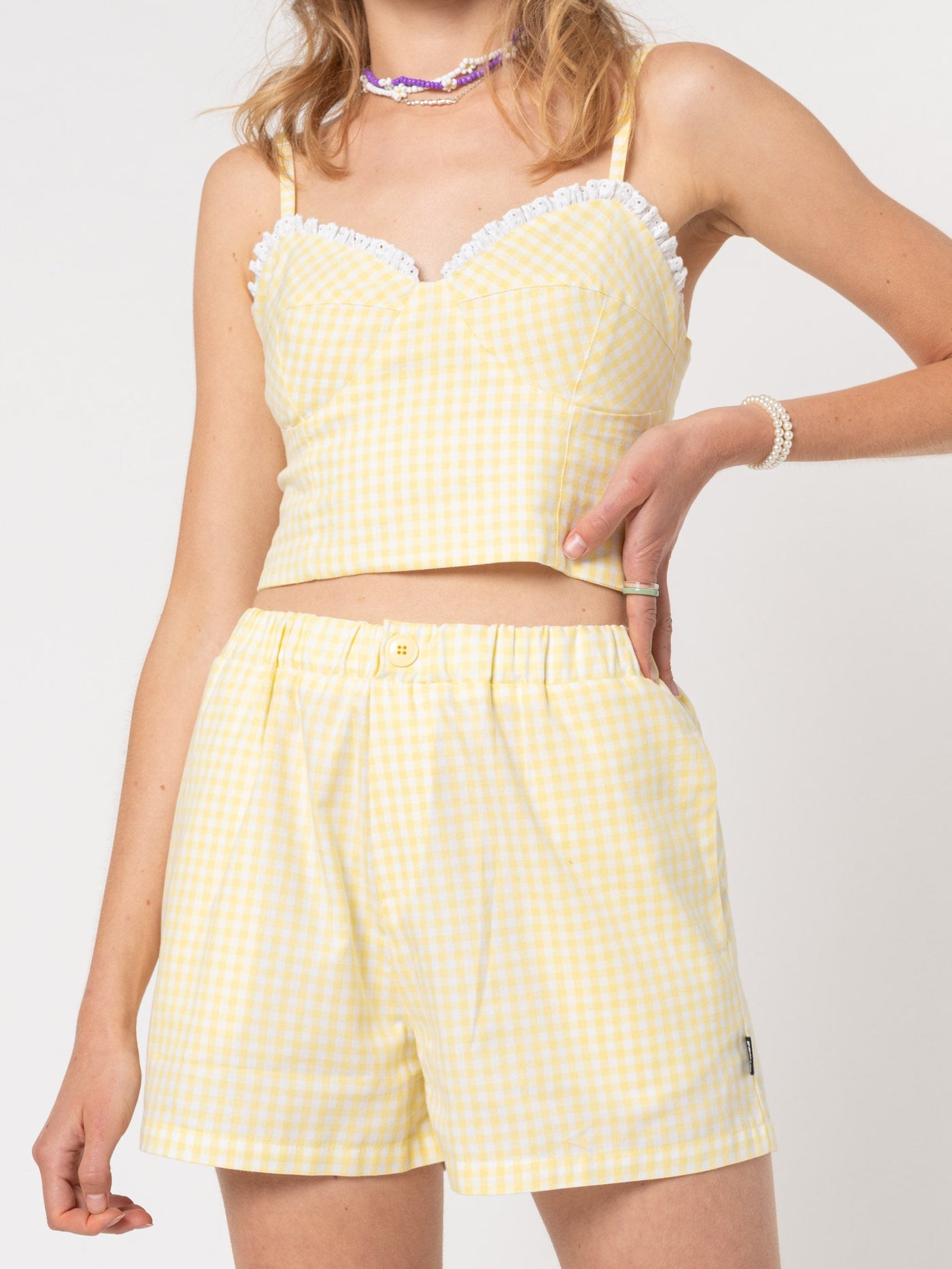 Maisie Yellow Gingham Boxer Shorts - Minga London