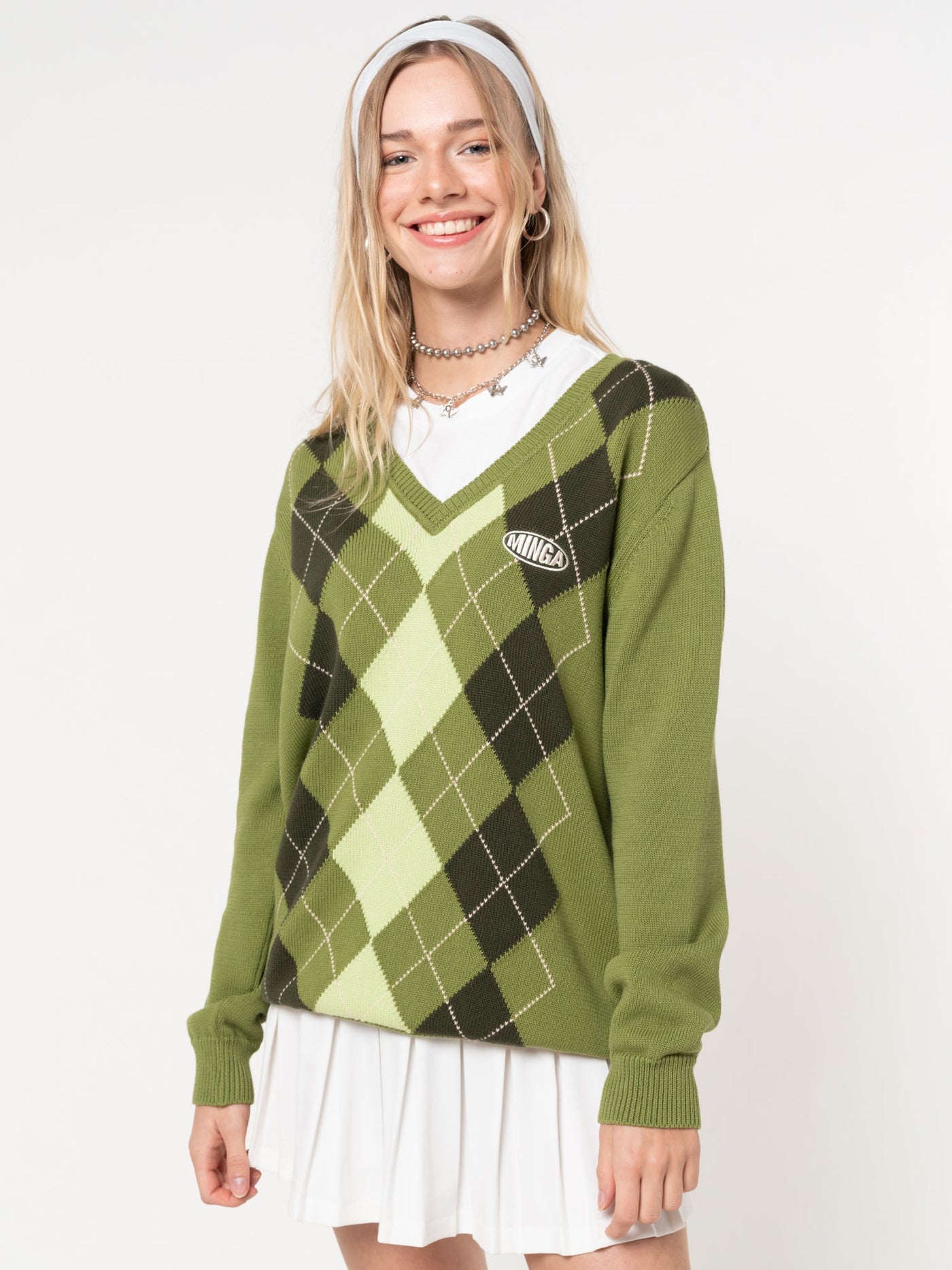 Green Shades Argyle Knitted Jumper - Minga London