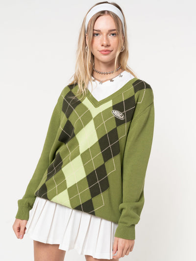 Green Shades Argyle Knitted Jumper - Minga London