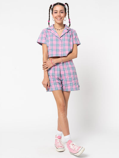 Hannah Cropped Plaid Shirt - Minga London