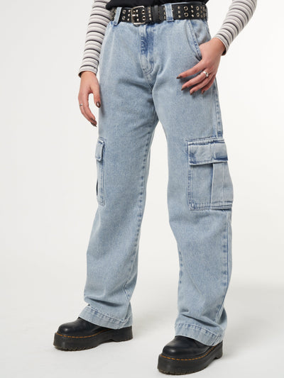 Acid Blue Cargo Jeans - Minga London