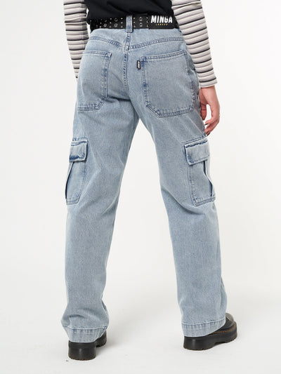 Acid Blue Cargo Jeans - Minga London